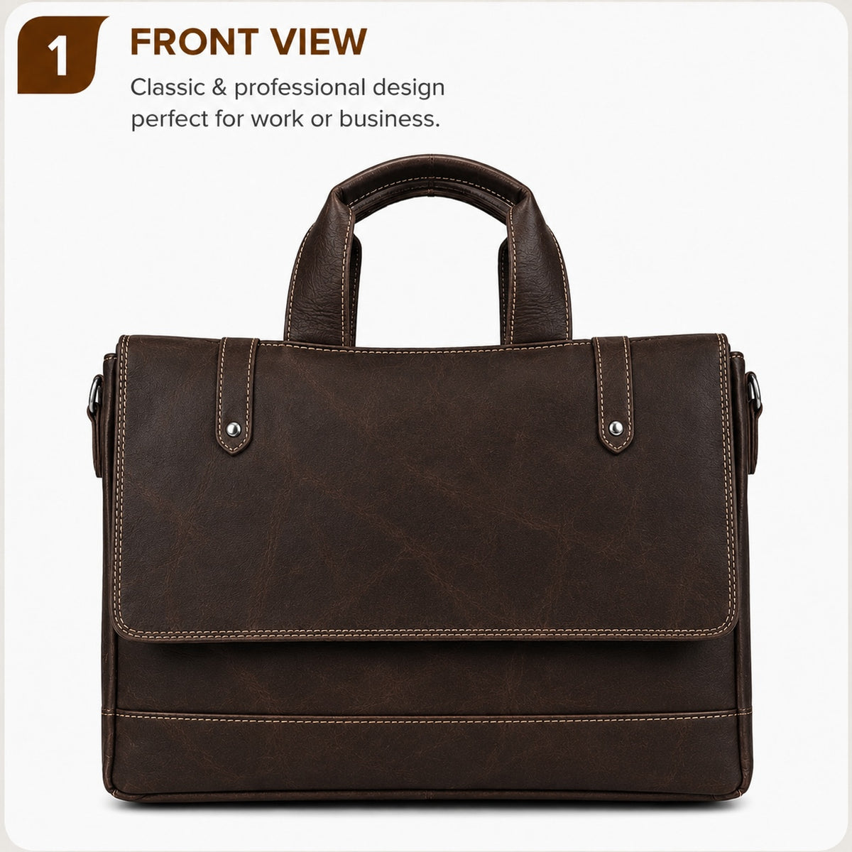 Oil Pull Up Leather Laptop bag For Men - Office Bag - Fits Up to 14/15.5/16 inch