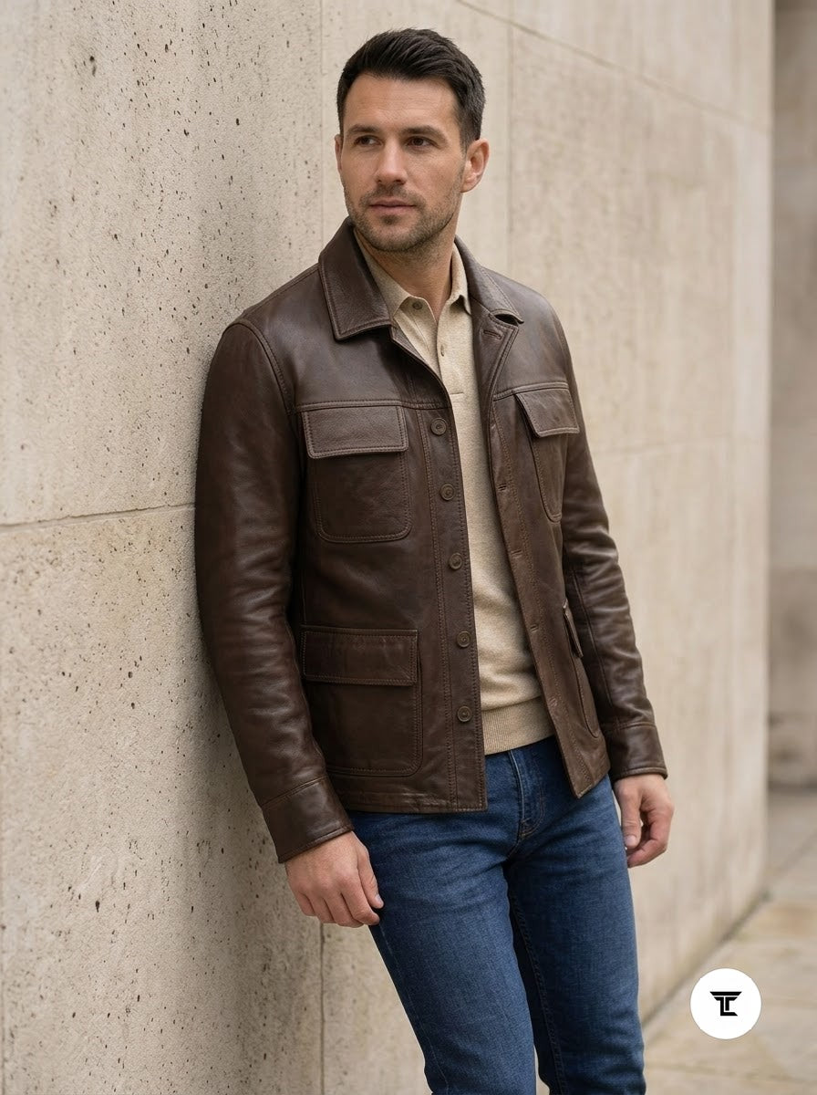 Taj Artisan Kalahari Deep Walnut Four-Pocket Safari Jacket - View 1000166306