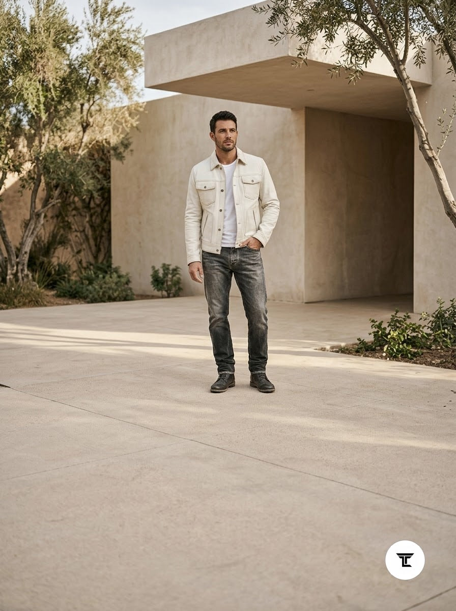 Taj Signature Ivory Suede Safari Utility Overshirt
