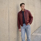 Taj Signature Crimson Burgundy Leather Bomber