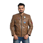 Men Solid Leather Jacket By Taj Leather