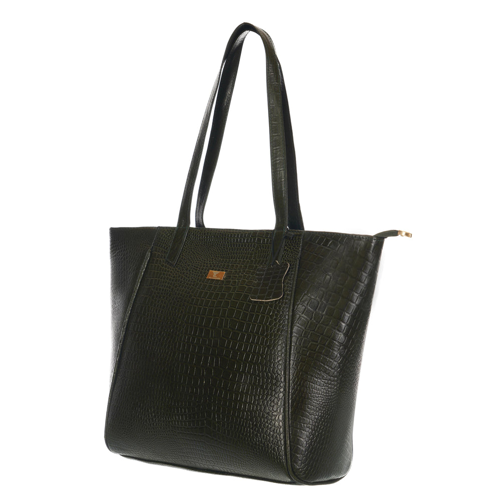 Women's Croco Pattern Shoulder Bag - Stylish and Spacious Bag with Big Compartment