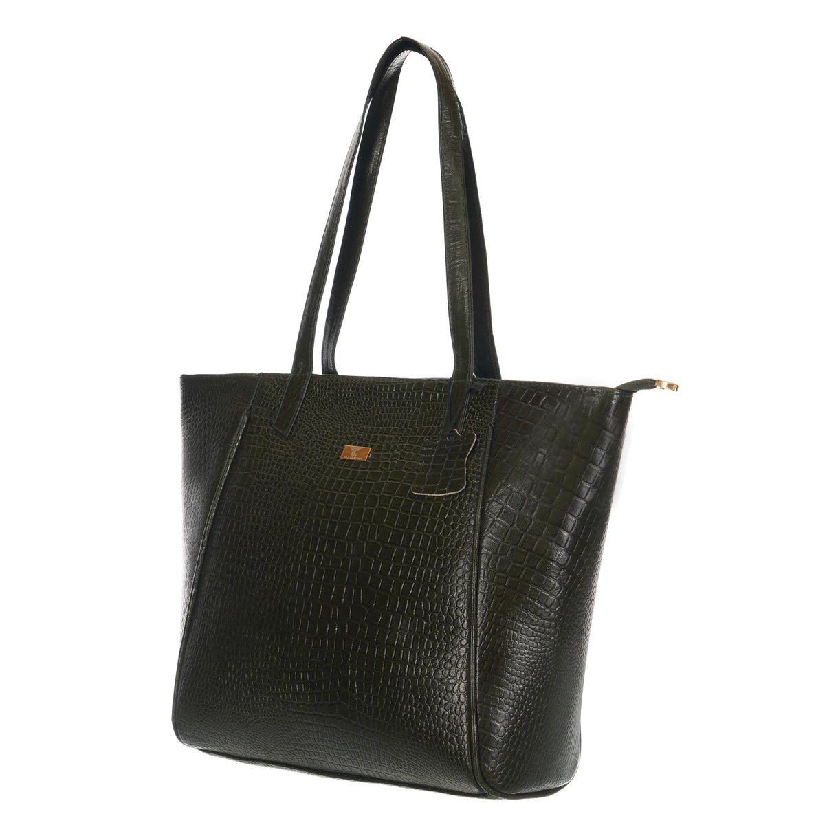 Women's Croco Pattern Shoulder Bag - Stylish and Spacious Bag with Big Compartment