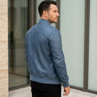 Taj Bespoke Air Force Slate Blue MA-1 Leather Bomber Jacket - View 1000166316