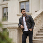 Taj Heritage Rustica Washed Cafe Racer Leather Jacket