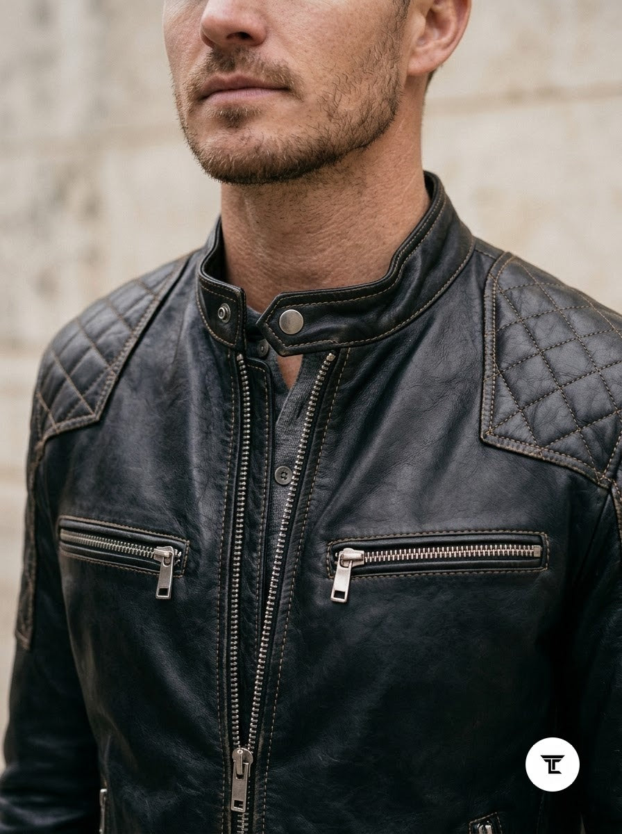 Taj Bespoke Hudson Black Leather Casual Shirt Jacket