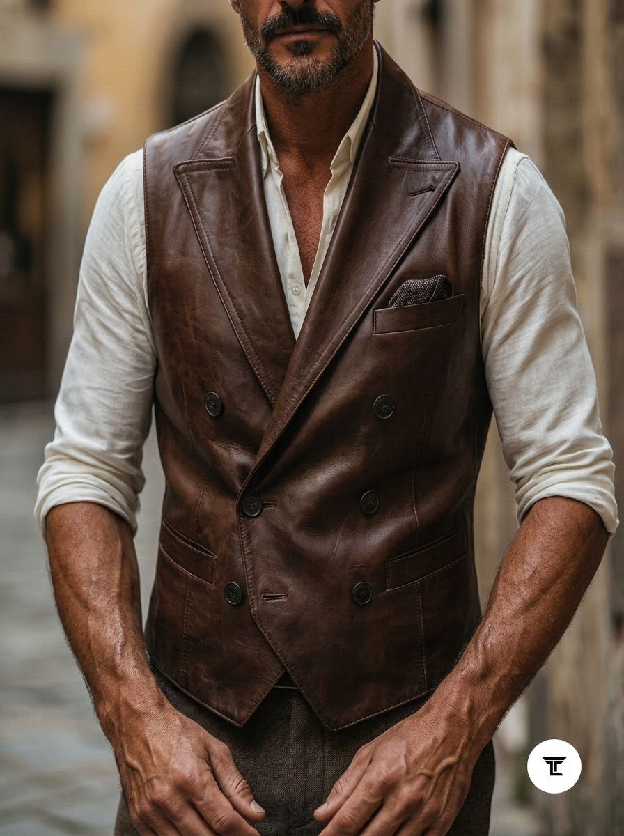 Taj Heritage Firenze Vintage Leather Waistcoat