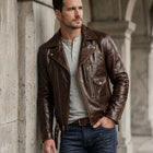 Taj Heritage Maverick Cognac Double-Rider Biker Jacket