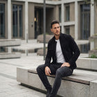 Taj Signature Onyx Suede Button-Up Leather Overshirt