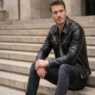 Taj Artisan Milan Black Crocodile Pattern Leather Overshirt - View 1000166375