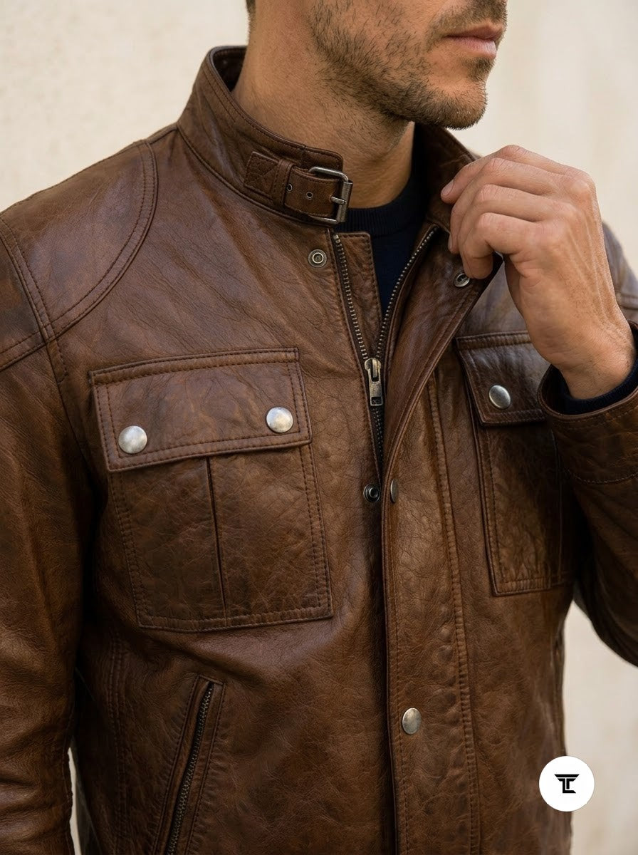 Taj Signature Daytona Biker Leather Jacket