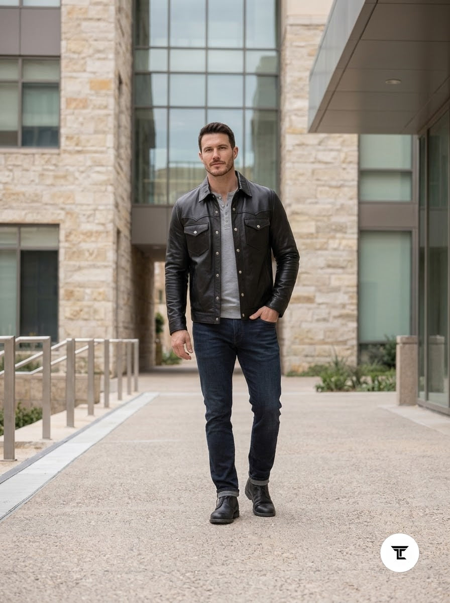 Taj Signature Spectre Minimalist Black Leather Jacket