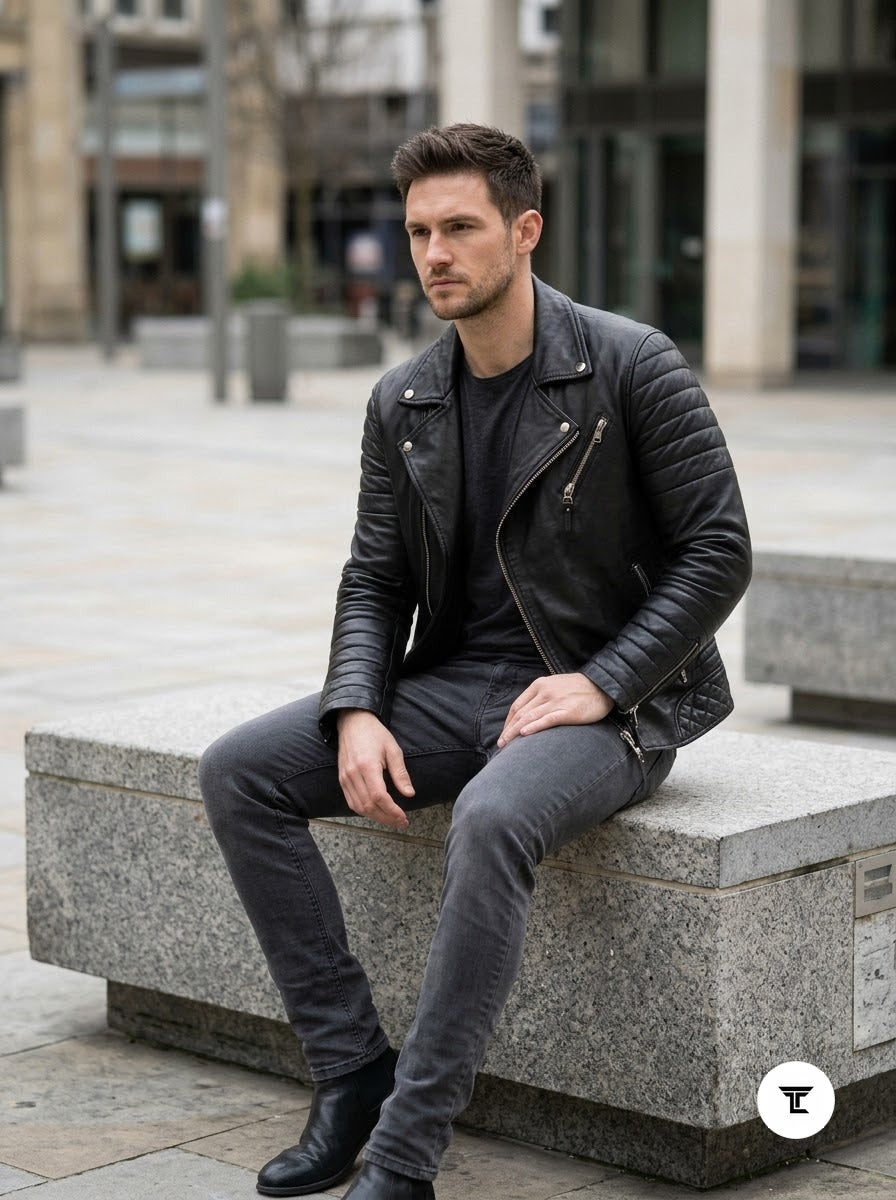 Taj Signature Milano Asymmetrical Black Double-Rider Biker Jacket - View 1000166578