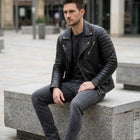 Taj Signature Milano Asymmetrical Black Double-Rider Biker Jacket - View 1000166578