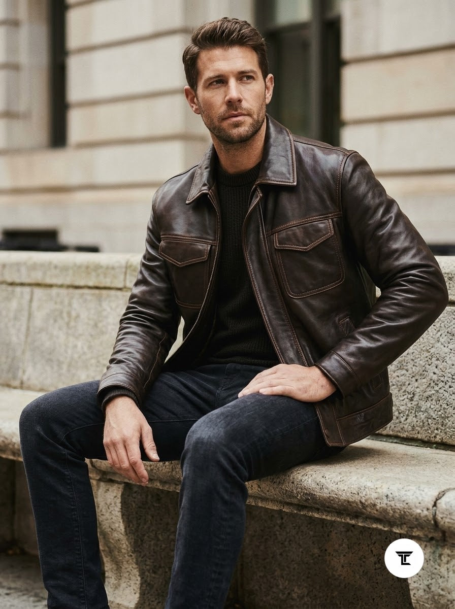 Taj Artisan Serengeti Dark Espresso Multi-Pocket Leather Safari Jacket - View 1000166653