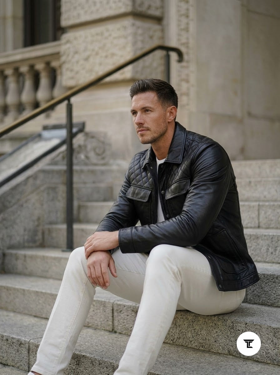 Taj Signature Vanguard Quilted Shoulder Leather Jacket