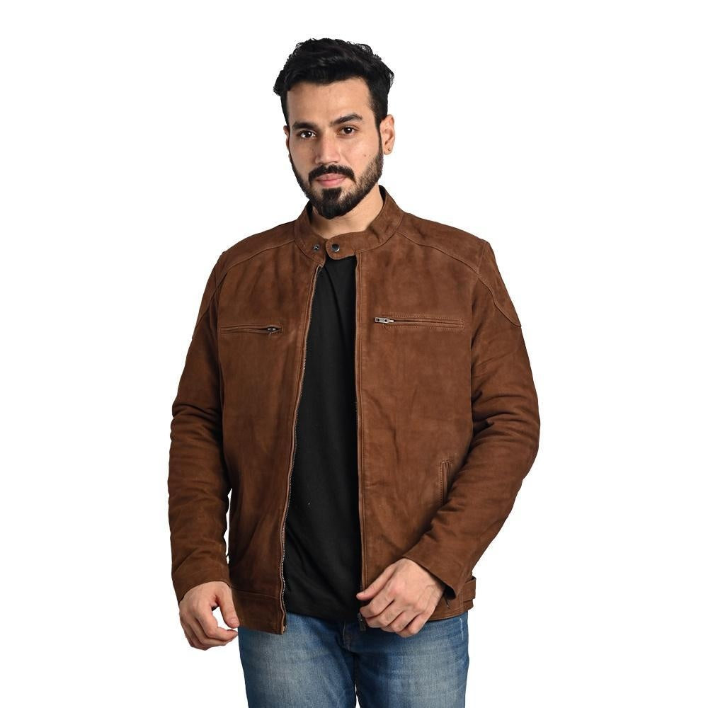 Suede Leather Jacket Tan Brown
