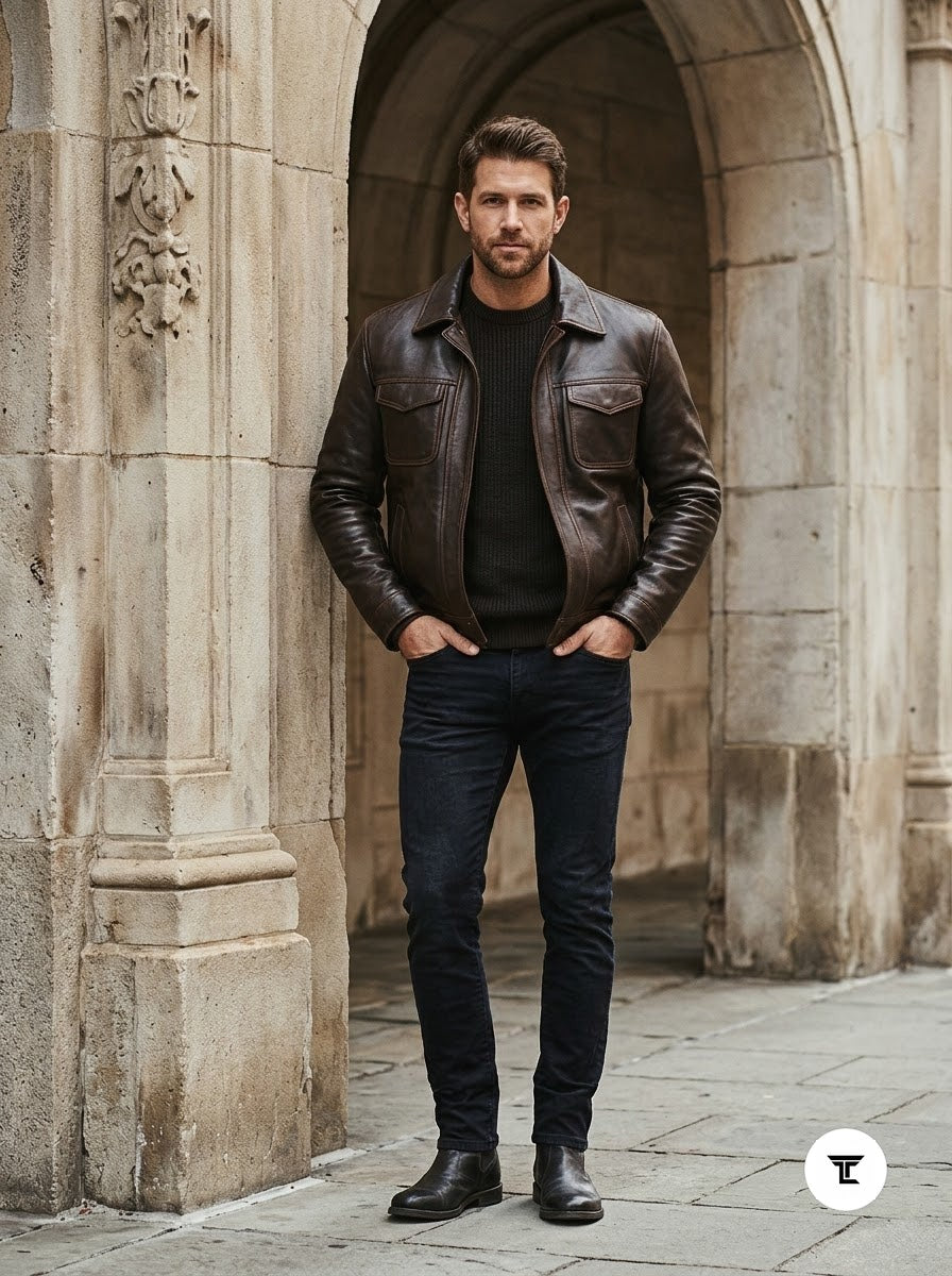 Taj Artisan Serengeti Dark Espresso Multi-Pocket Leather Safari Jacket - View 1000166654