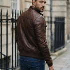 Taj Heritage Roadster Quilted Brown Leather Jacket