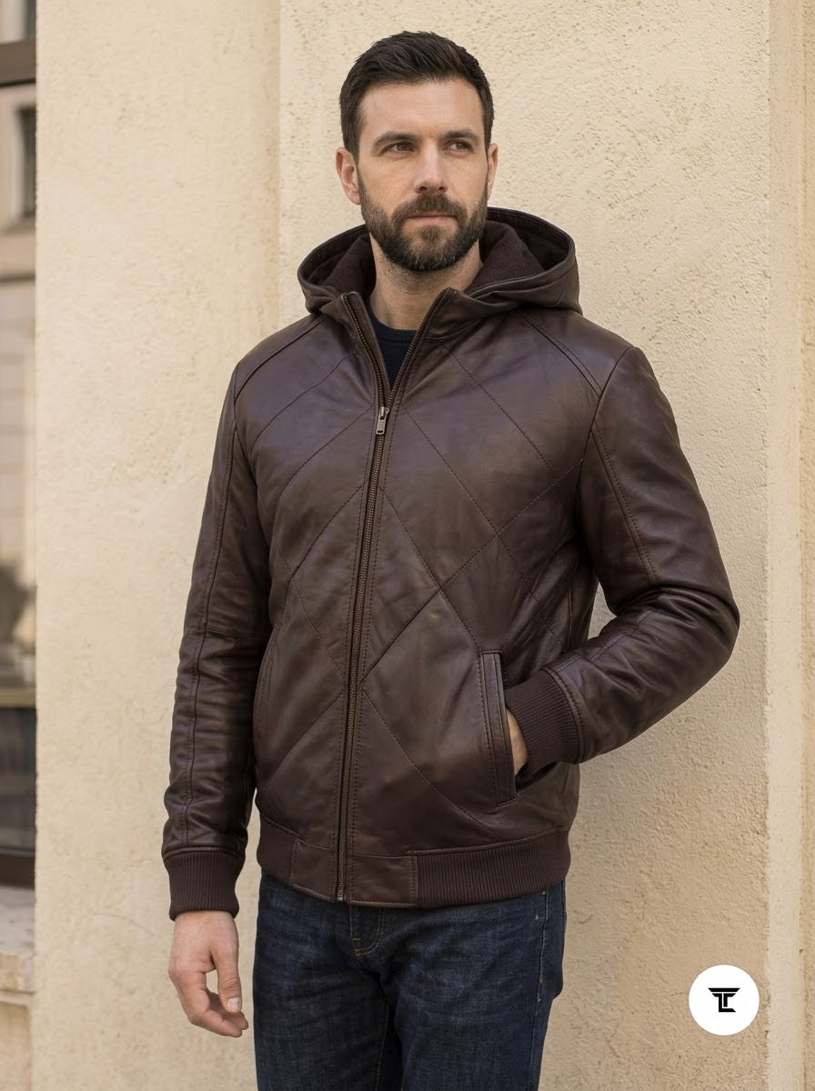 Taj Signature Yukon Hooded Leather Bomber
