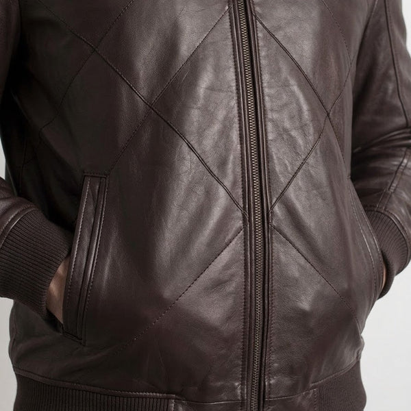 Taj Signature Yukon Hooded Leather Bomber Close-up 3