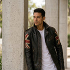 Taj Heritage Britannia Vintage Union Jack Leather Biker Jacket - View 1000166369