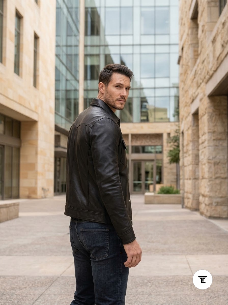 Taj Signature Spectre Minimalist Black Leather Jacket