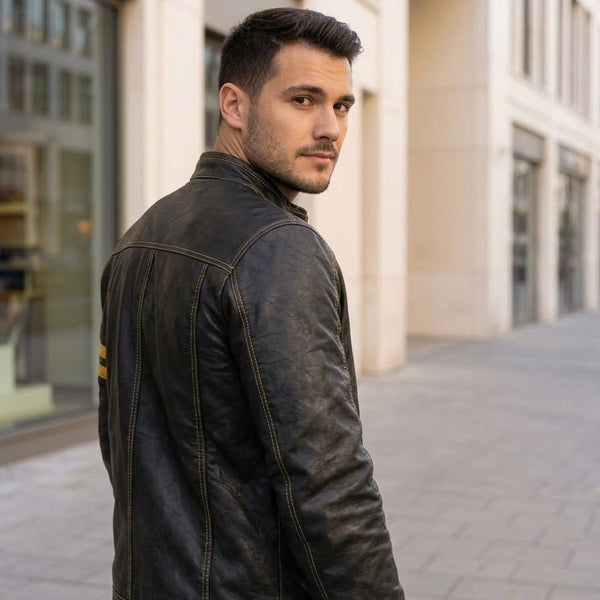 Taj Signature Silverstone Racing Leather Jacket Close-up 1