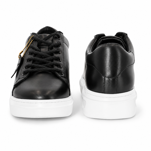 Classic Black Low-Top Leather Sneakers