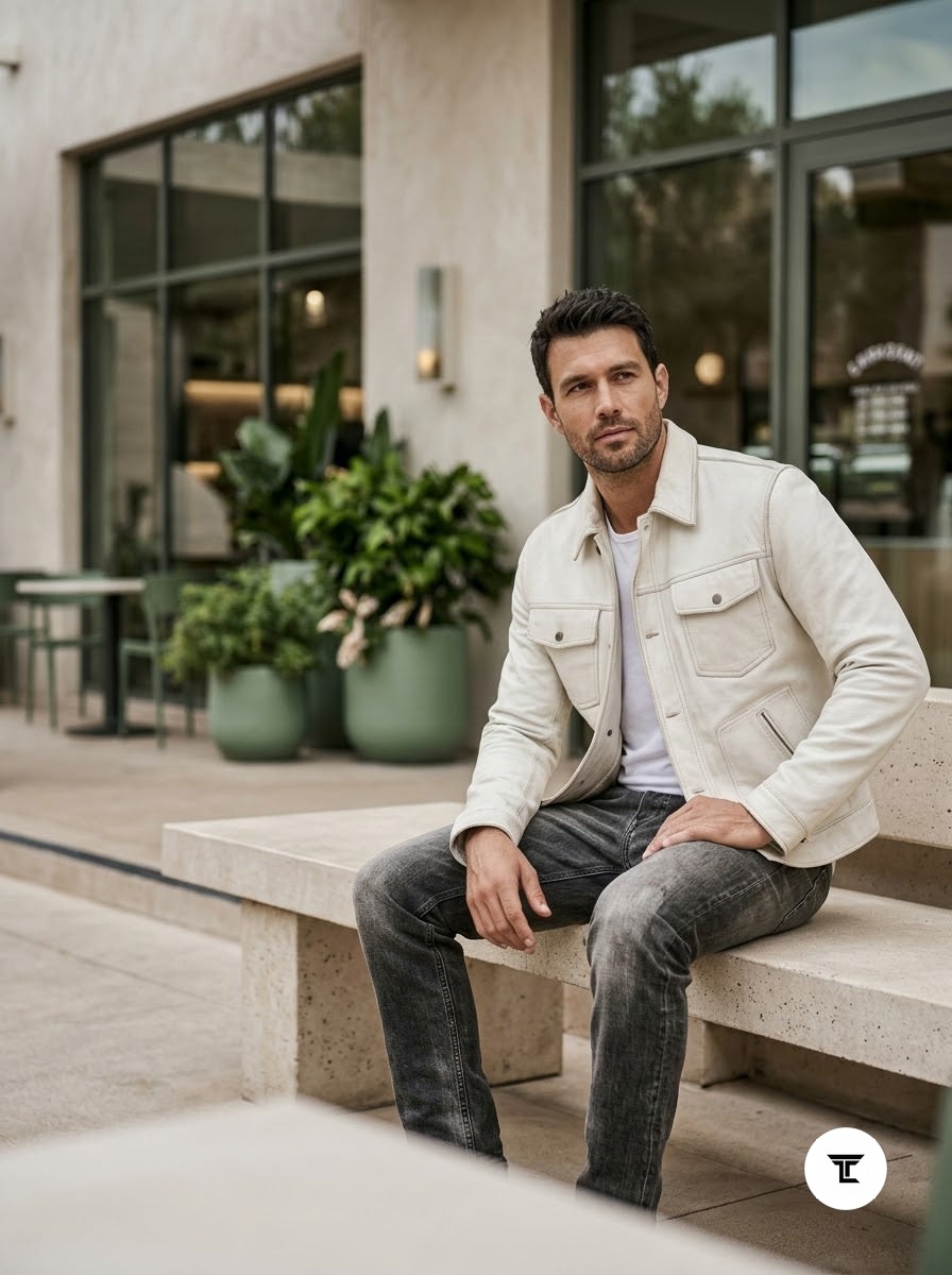 Taj Signature Ivory Suede Safari Utility Overshirt