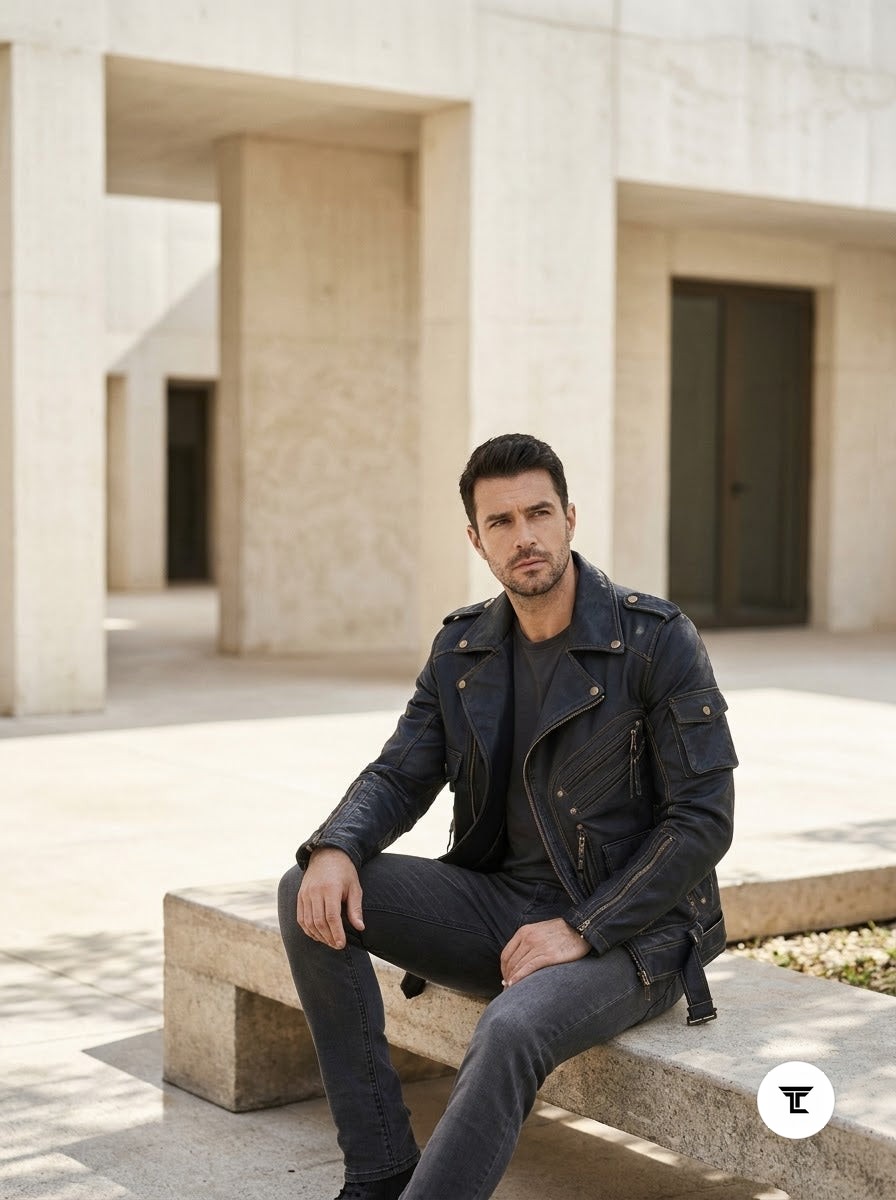 Taj Signature Rebellious Double-Rider Leather Jacket