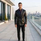 Taj Bespoke Penthouse Black Leather Tuxedo Blazer