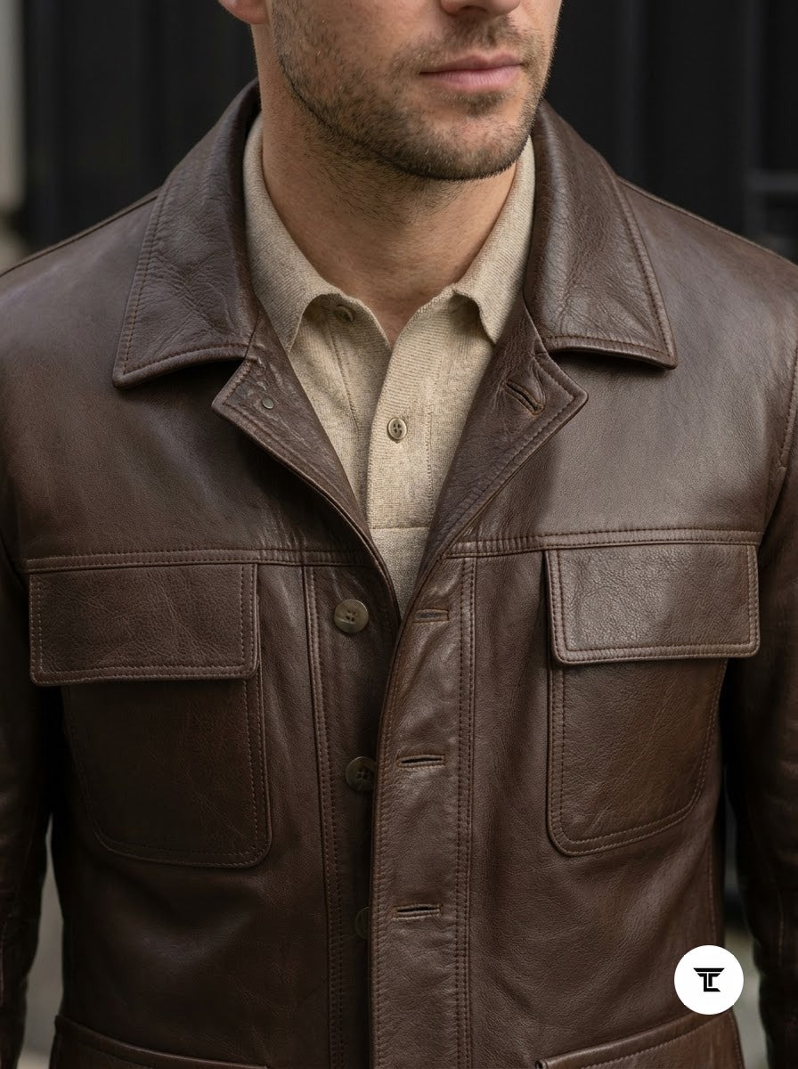 Taj Artisan Kalahari Deep Walnut Four-Pocket Safari Jacket - View 1000166307