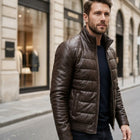 Taj Imperial St. Moritz Brown Channel Quilted Leather Puffer Jacket - View 1000166566
