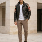 Taj Heritage Britannia Vintage Union Jack Leather Biker Jacket - View 1000166367