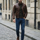Taj Heritage Roadster Quilted Brown Leather Jacket