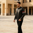 Taj Signature Monaco Striped Racing Leather Jacket