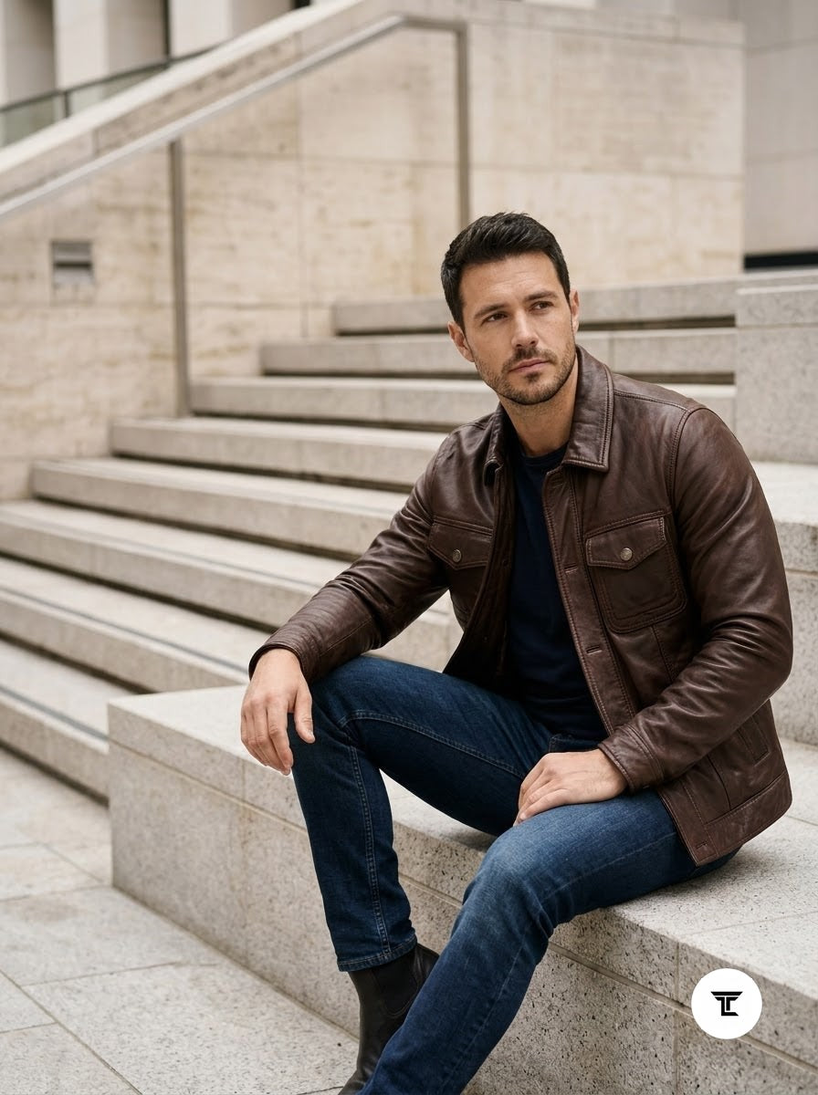Taj Artisan Serengeti Dark Espresso Multi-Pocket Leather Safari Jacket - View 1000166659