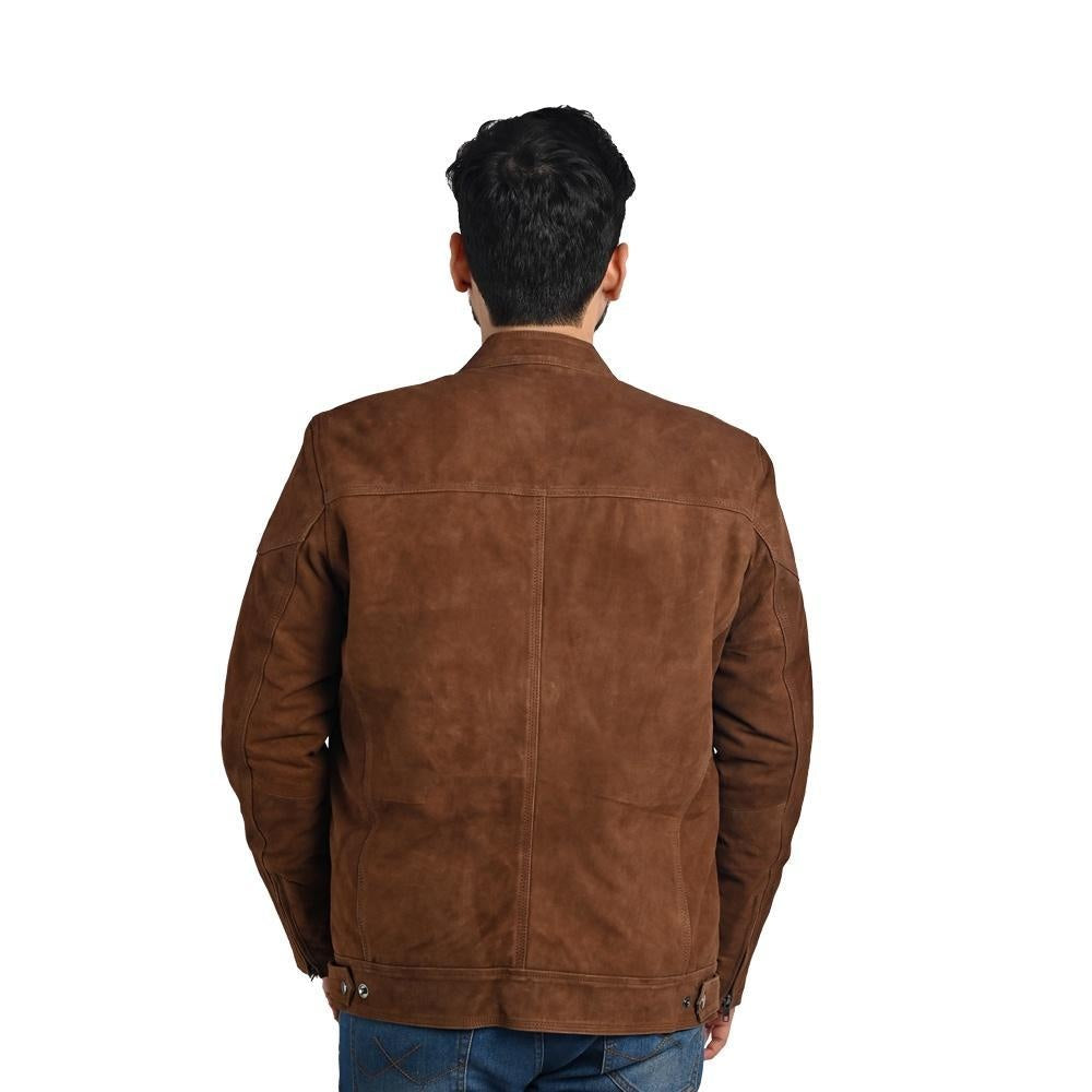 Suede Leather Jacket Tan Brown