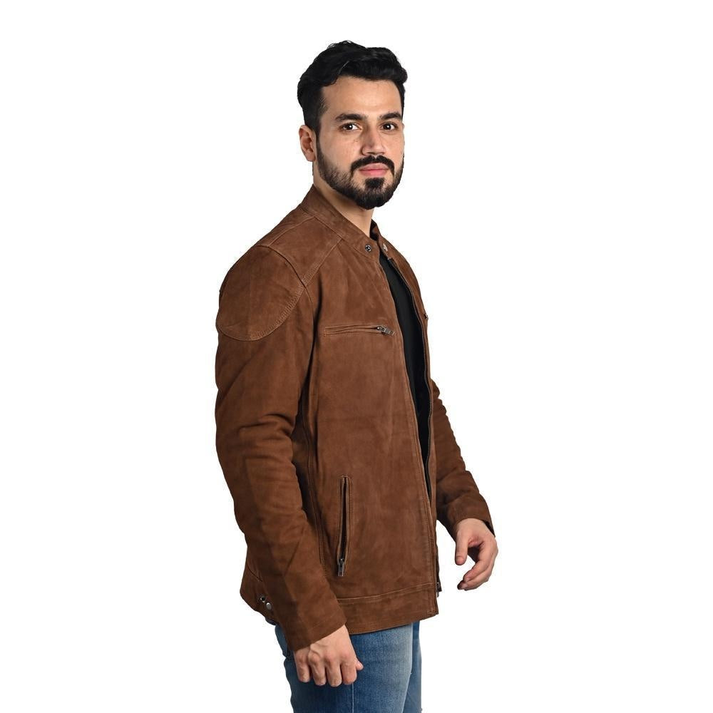 Suede Leather Jacket Tan Brown