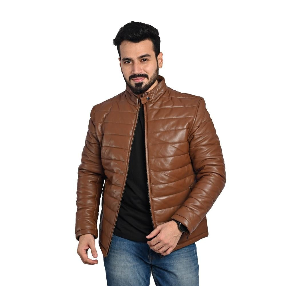 Men's Puffer Leather Jacket – 100% Pure Leather – Handmade Craftsmanship