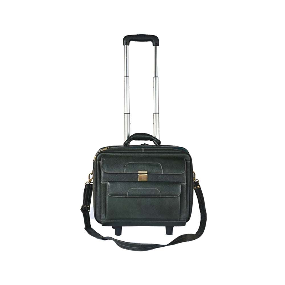 Taj Leather Trolly Suitcase Bag - 100% Leather