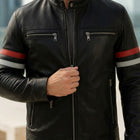 Taj Signature Monaco Striped Racing Leather Jacket