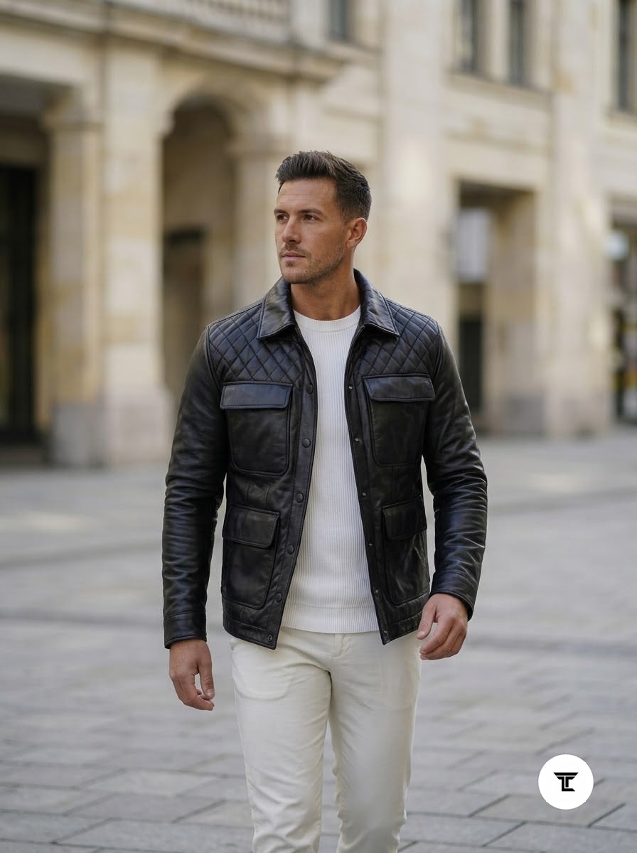Taj Signature Vanguard Quilted Shoulder Leather Jacket