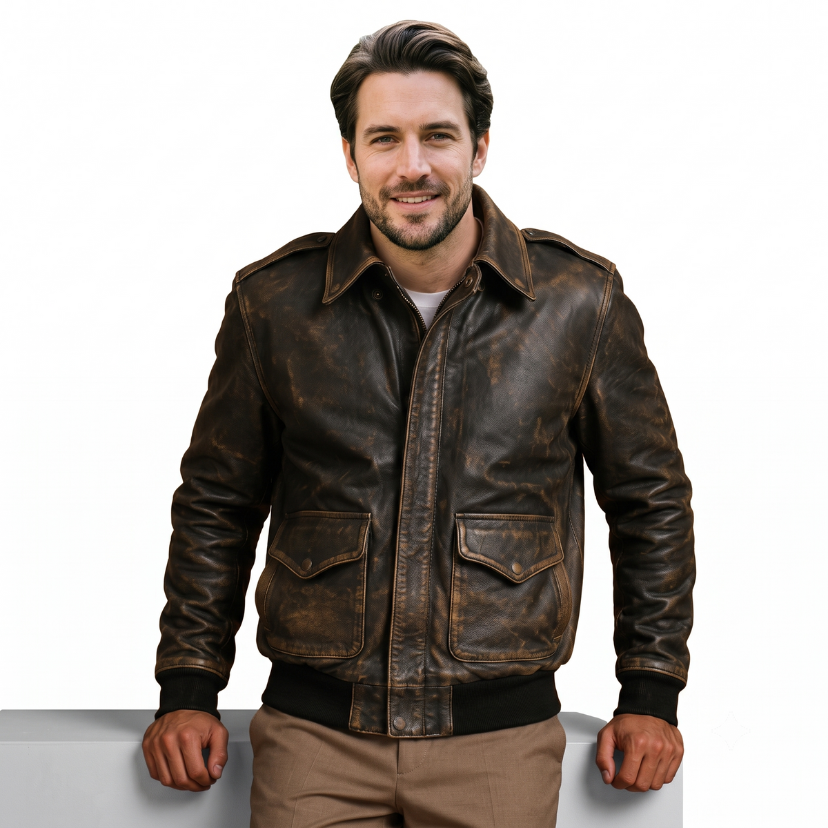 Tond Rubbuf bomber jacket  dark brown