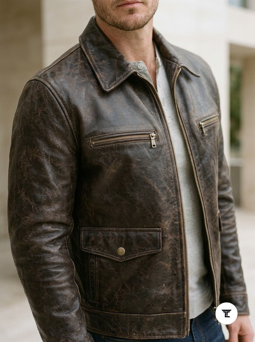 Taj Signature Modena Cafe Racer Leather Jacket
