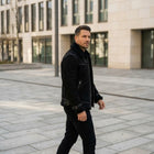 Taj Signature Obsidian Black Suede Harrington Jacket