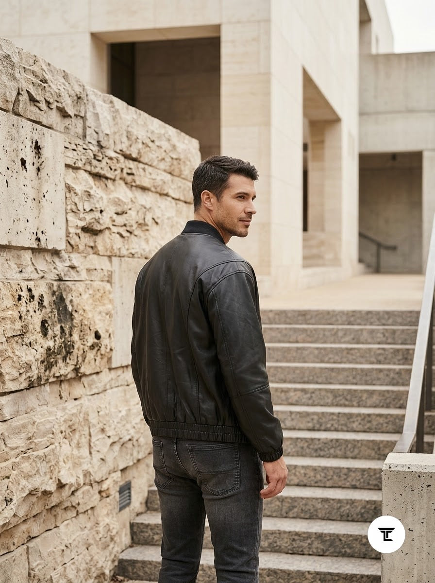 Taj Signature Metropolitan Black Leather Bomber