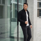 Taj Signature Onyx Suede Button-Up Leather Overshirt