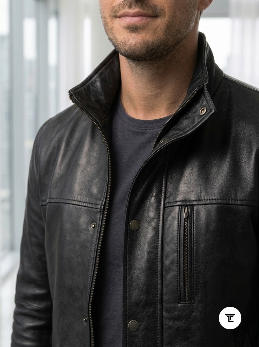 Taj Signature Ghost Rider Ribbed Biker Jacket